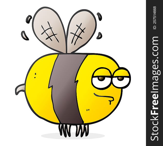 freehand drawn cartoon unhappy bee