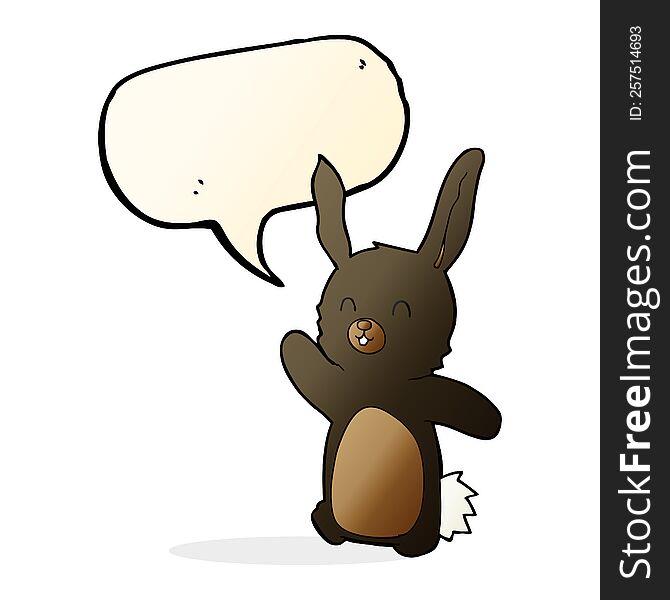 Cartoon Happy Rabbit With Speech Bubble
