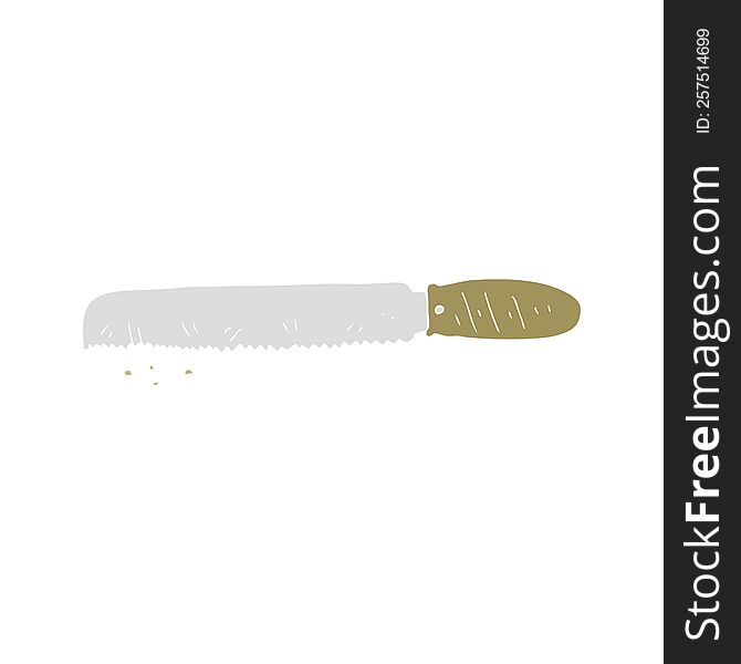 Flat Color Illustration Of A Cartoon Bread Knife