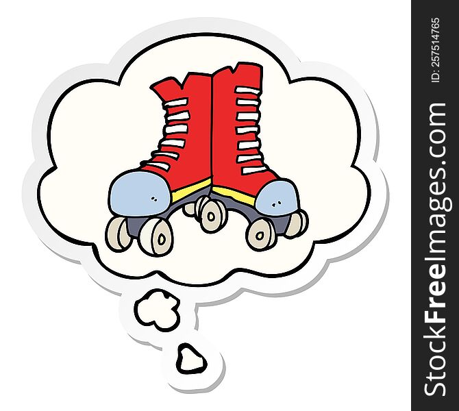 Cartoon Roller Boots And Thought Bubble As A Printed Sticker