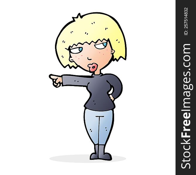 cartoon annoyed woman pointing