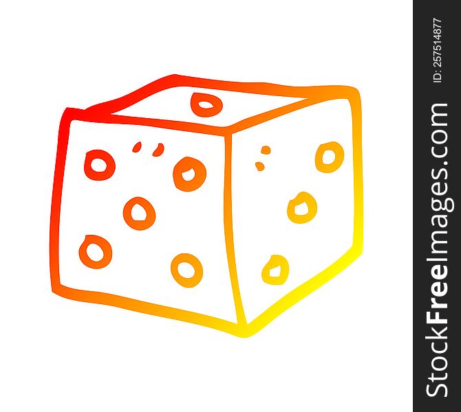 warm gradient line drawing of a cartoon red dice