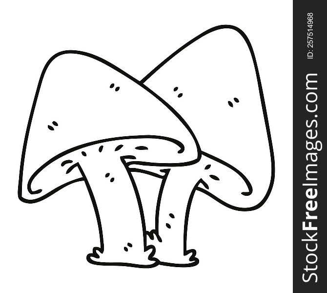 Quirky Line Drawing Cartoon Mushrooms
