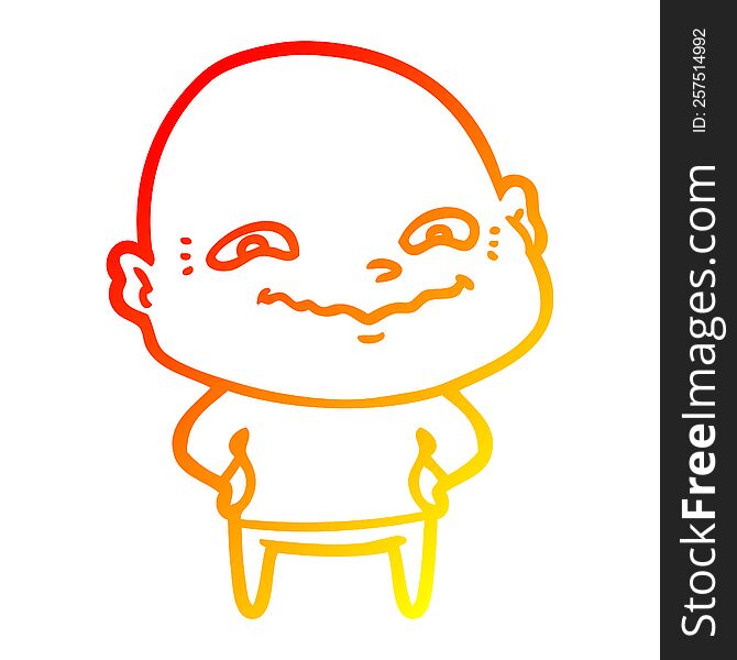 warm gradient line drawing of a cartoon creepy guy