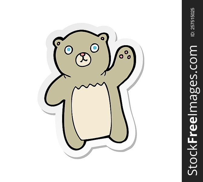 Sticker Of A Cartoon Waving Bear