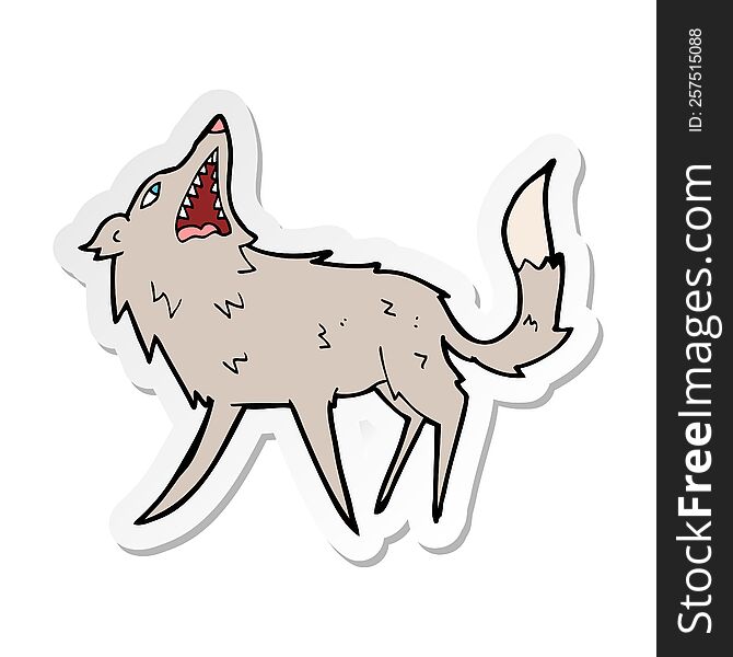 Sticker Of A Cartoon Snapping Wolf