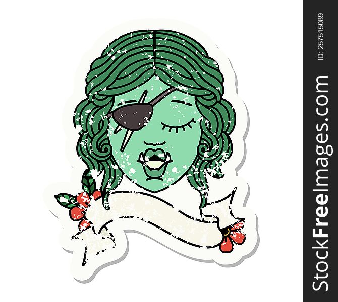 Orc Rogue Character Face Grunge Sticker