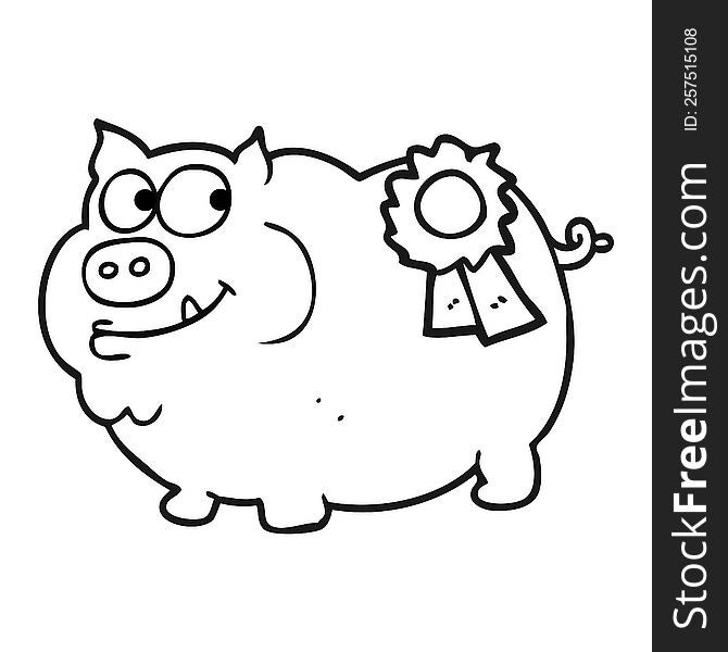 black and white cartoon prize winning pig