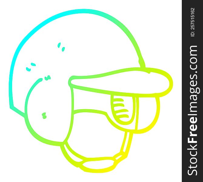 cold gradient line drawing of a cartoon baseball helmet