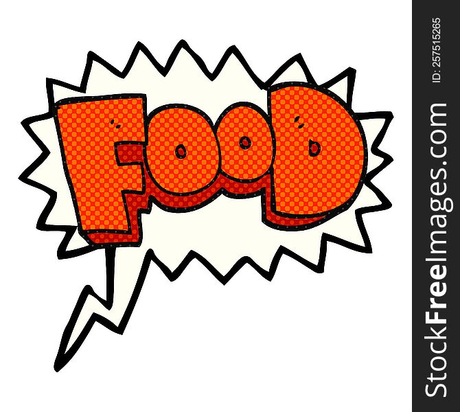 freehand drawn comic book speech bubble cartoon word food