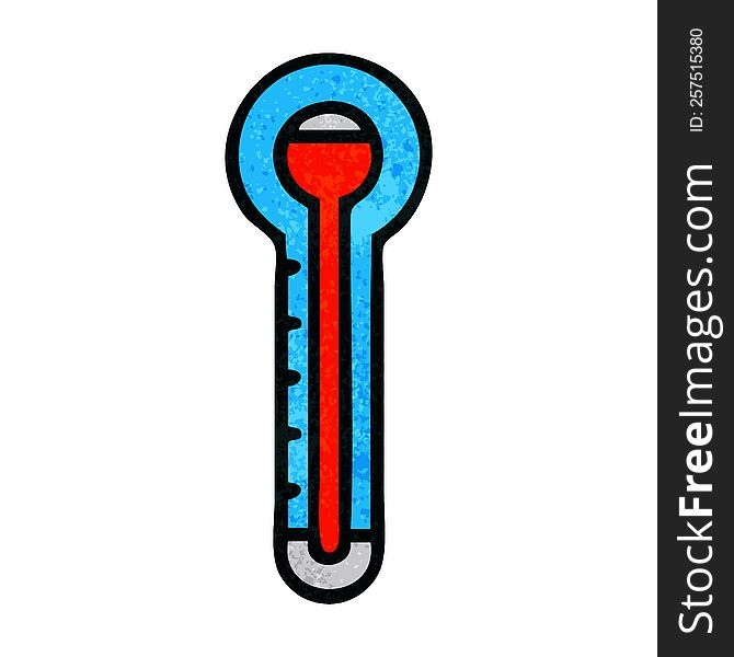 retro grunge texture cartoon of a glass thermometer