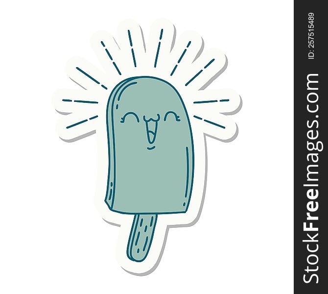 Sticker Of Tattoo Style Ice Lolly