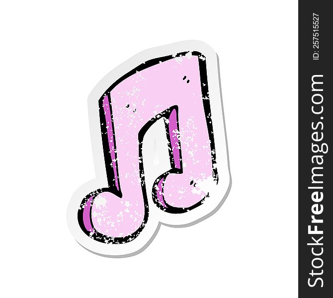 Retro Distressed Sticker Of A Cartoon Musical Note