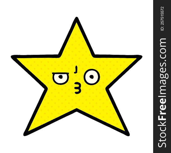 Comic Book Style Cartoon Gold Star