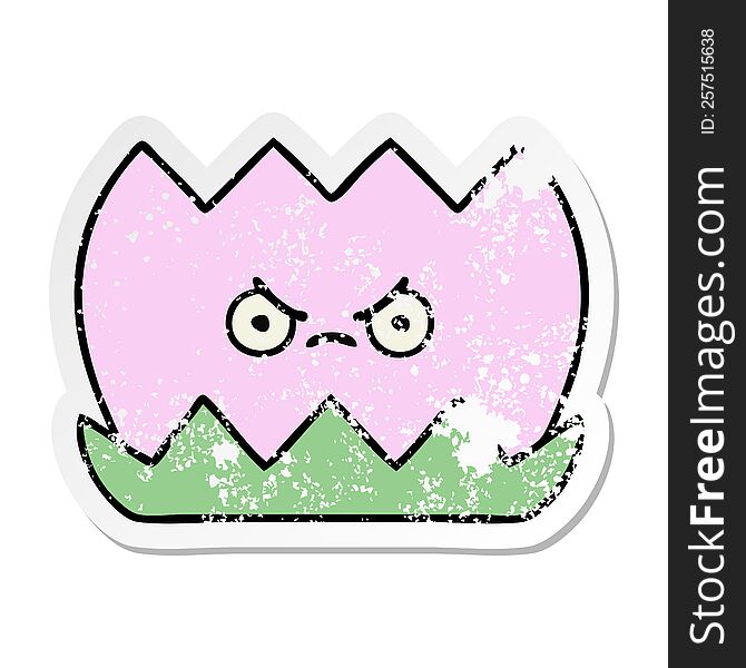distressed sticker of a cute cartoon water lilly