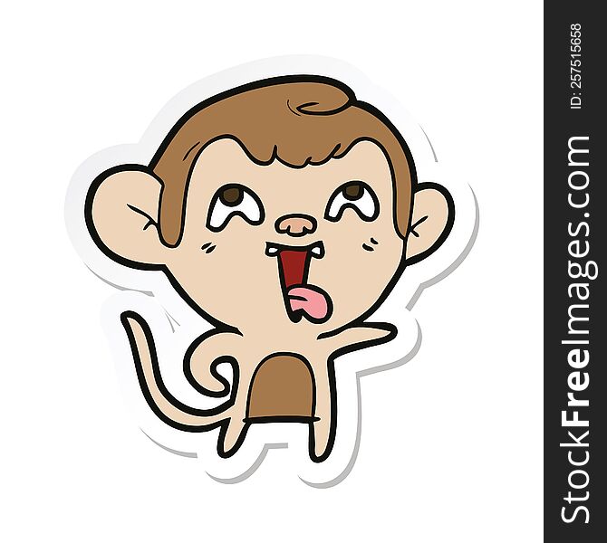 Sticker Of A Crazy Cartoon Monkey