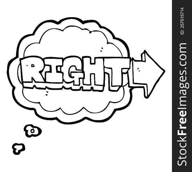 freehand drawn thought bubble cartoon right symbol