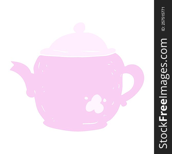 Flat Color Illustration Of A Cartoon Teapot