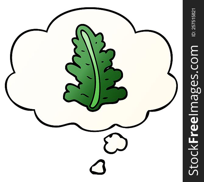 Cartoon Leaf And Thought Bubble In Smooth Gradient Style