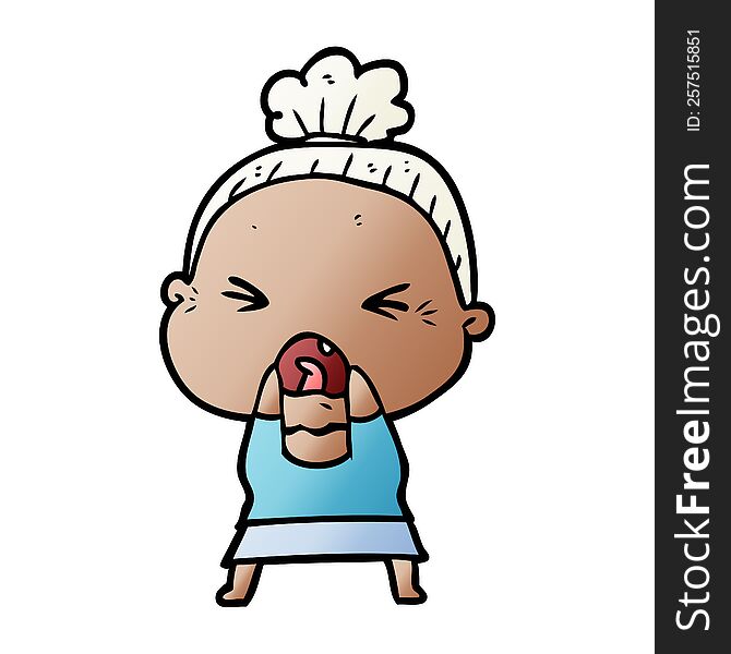 cartoon angry old woman. cartoon angry old woman
