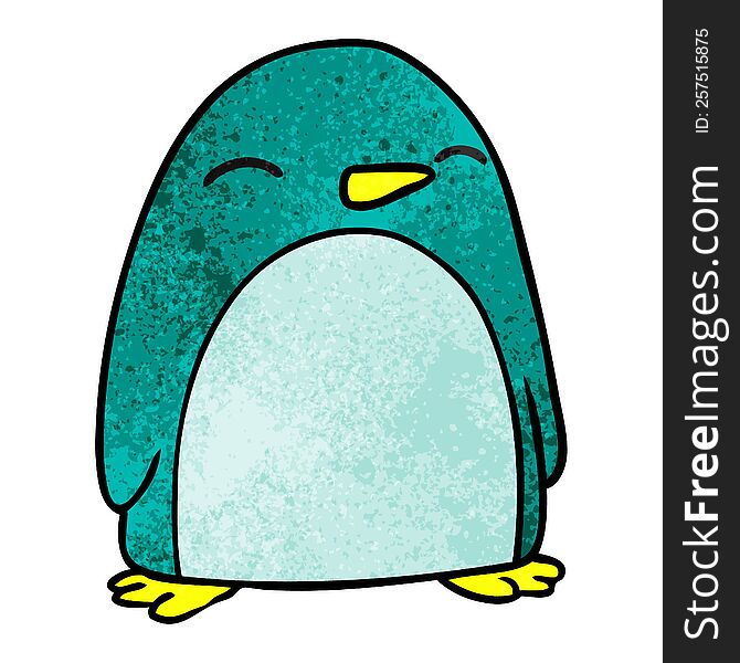 Textured Cartoon Doodle Of A Cute Penguin