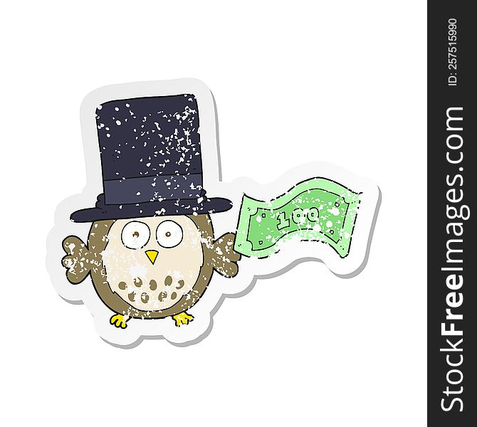 retro distressed sticker of a cartoon rich owl