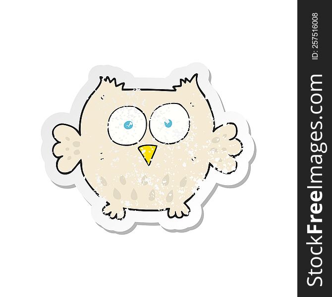 Retro Distressed Sticker Of A Cartoon Happy Owl