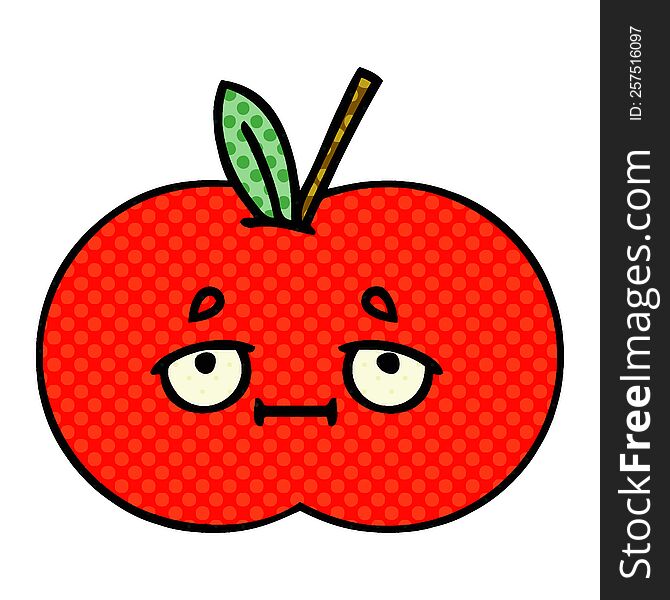 comic book style cartoon red apple