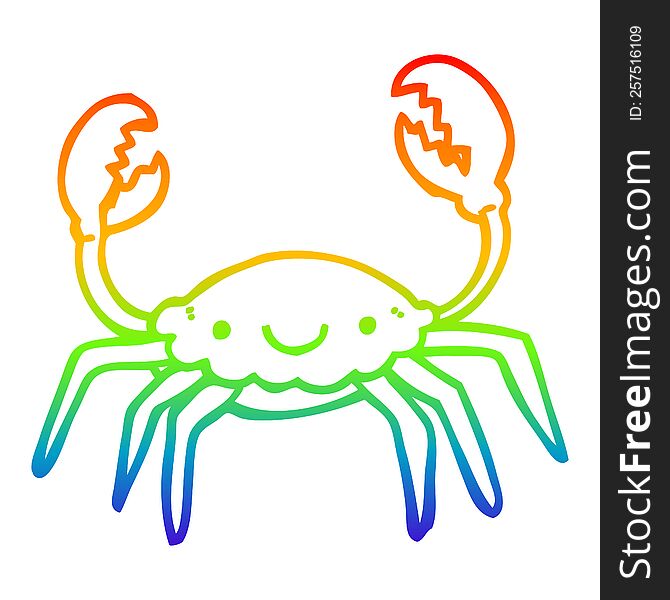 Rainbow Gradient Line Drawing Cartoon Crab