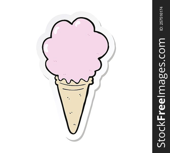 sticker of a cartoon ice cream
