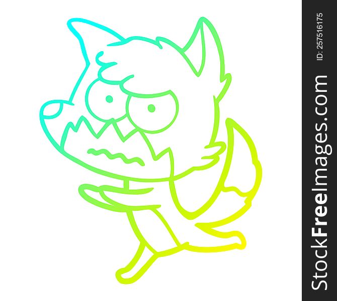 Cold Gradient Line Drawing Cartoon Annoyed Fox