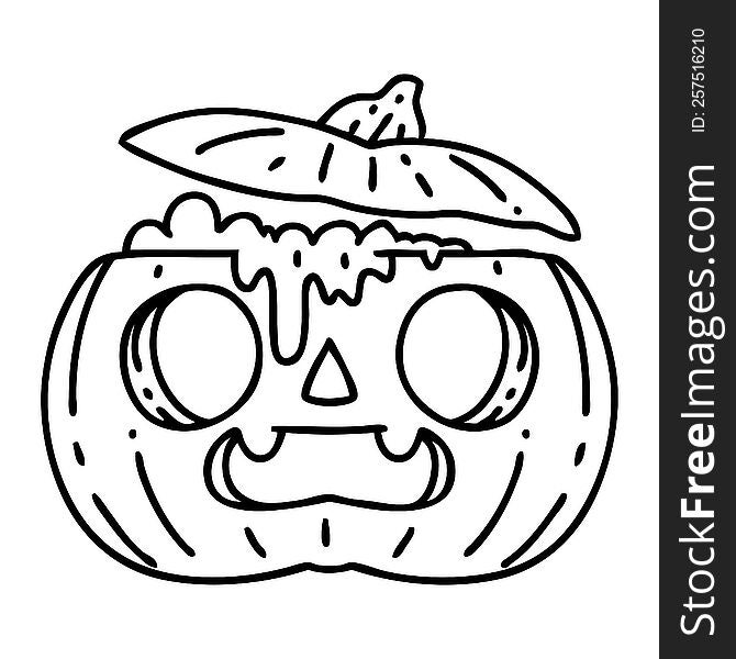 line doodle of a spooky halloween pumpkin