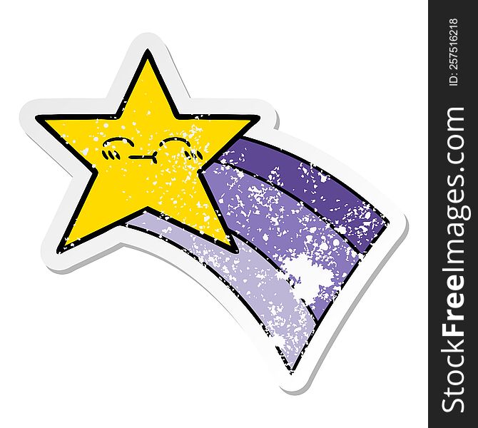 Distressed Sticker Of A Cute Cartoon Shooting Rainbow Star