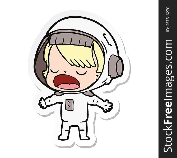 Sticker Of A Cartoon Talking Astronaut