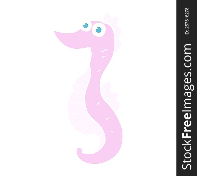 Flat Color Illustration Of A Cartoon Seahorse