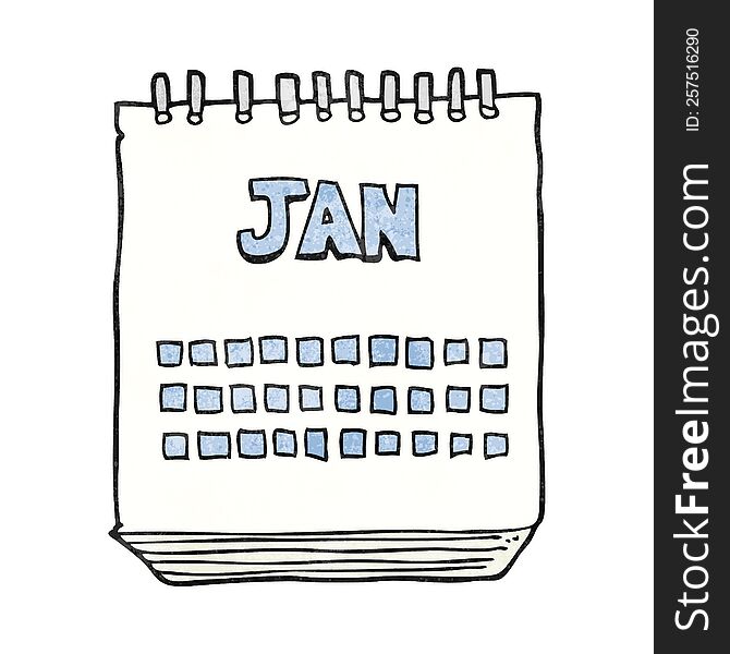 Textured Cartoon Calendar Showing Month Of January