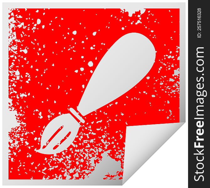 Distressed Square Peeling Sticker Symbol Paint Brush