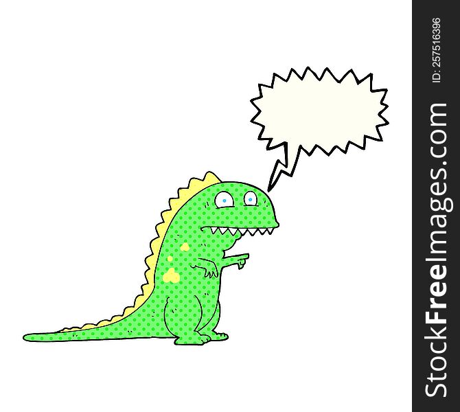 freehand drawn comic book speech bubble cartoon dinosaur