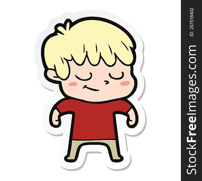 Sticker Of A Happy Cartoon Boy