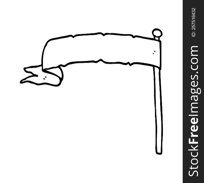Line Drawing Cartoon Waving Flag