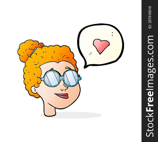 Speech Bubble Cartoon Woman Wearing Spectacles