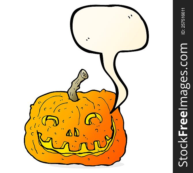 Cartoon Pumpkin With Speech Bubble