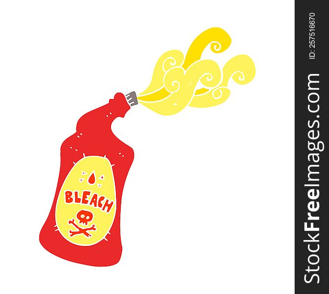Flat Color Illustration Of A Cartoon Bleach Bottle Squirting