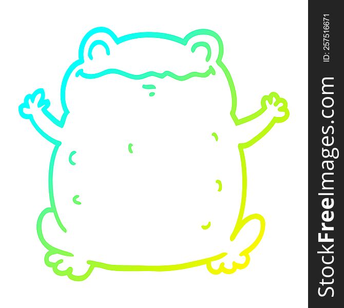 cold gradient line drawing of a cartoon toad