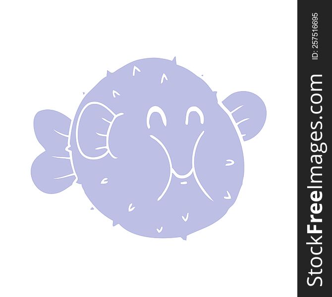 flat color style cartoon puffer fish