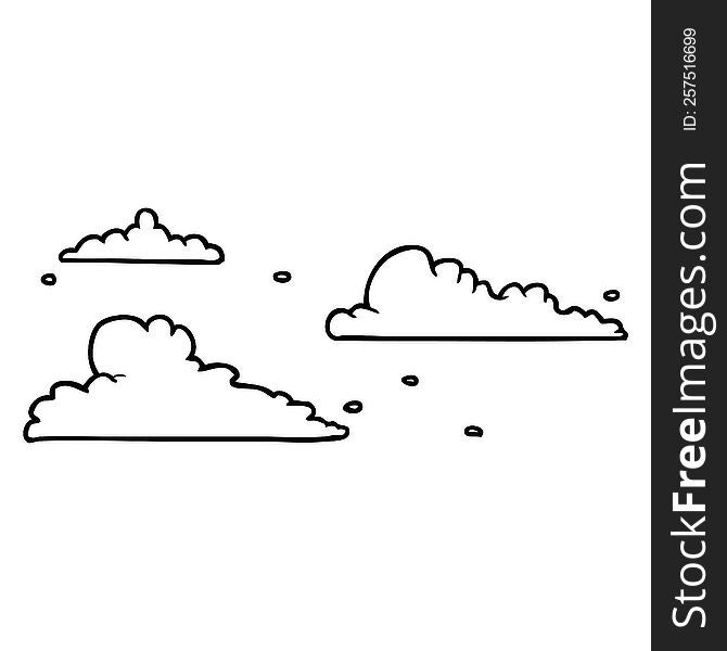line drawing of a clouds drifting by. line drawing of a clouds drifting by