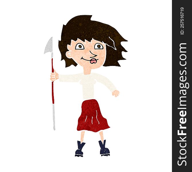 Cartoon Woman With Spear