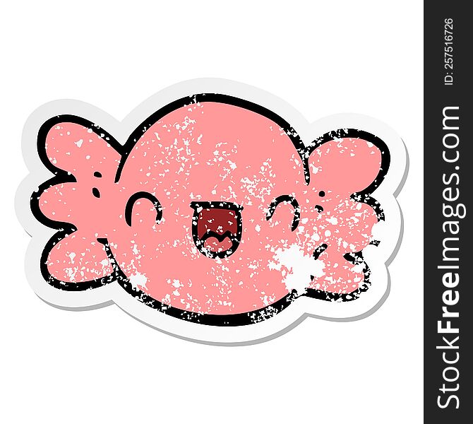 Distressed Sticker Of A Cartoon Wrapped Candy