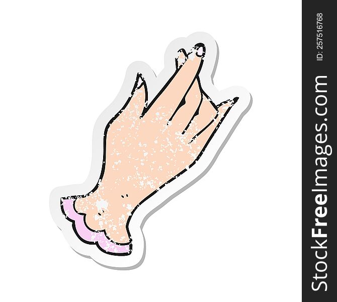retro distressed sticker of a cartoon hand