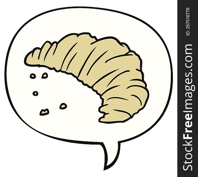 Cartoon Croissant And Speech Bubble